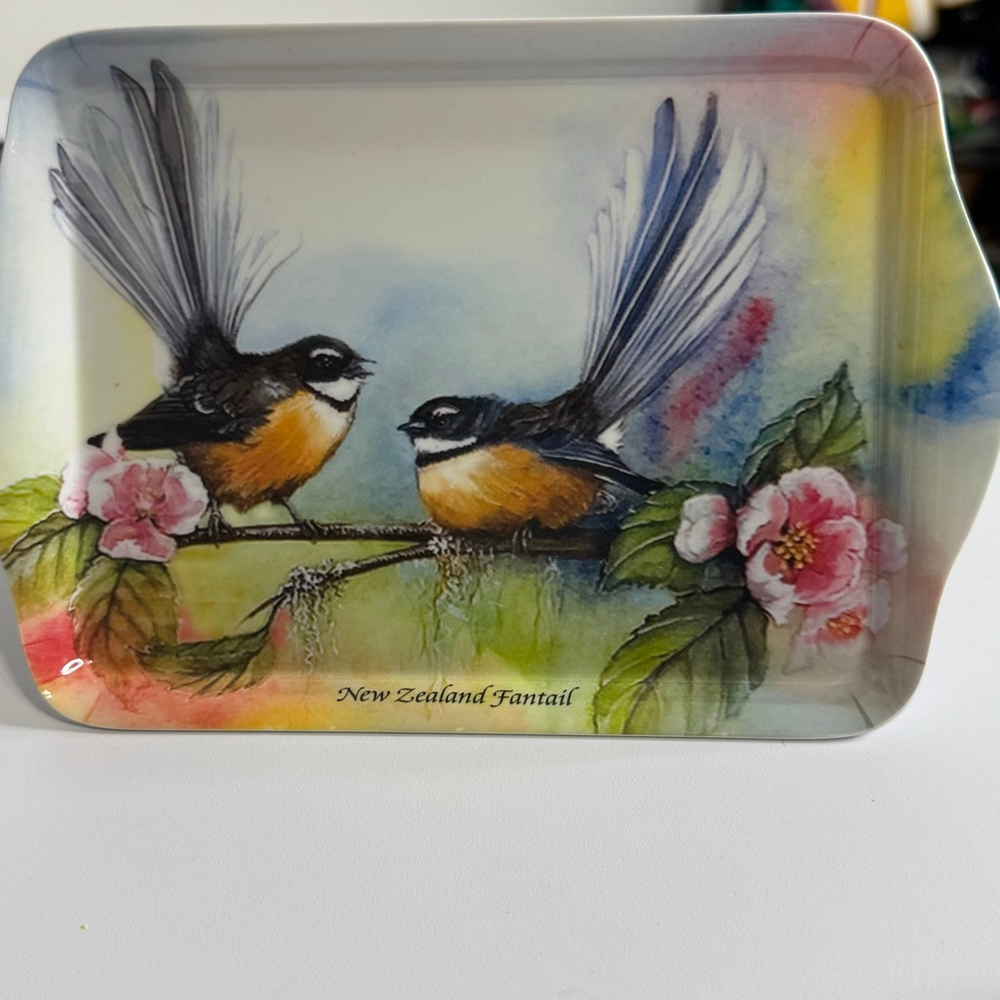 Ashdene Melamine Decorative Serving Tray with New Zealand Fantails (Piwakawaka)